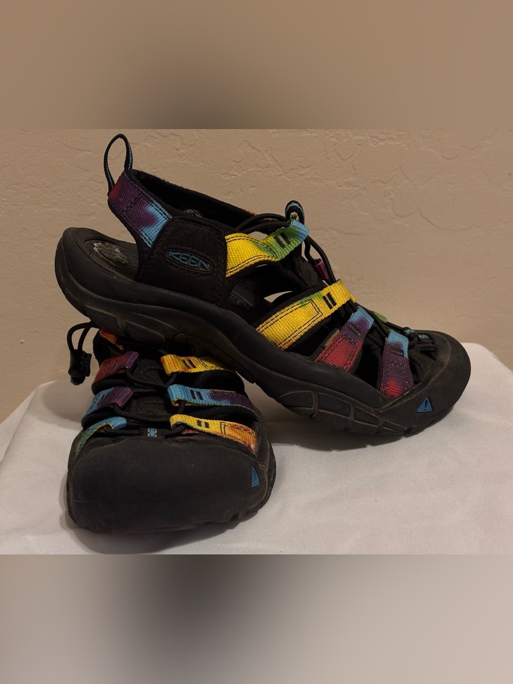 Keen Newport H2 Retro Sandals Womens 7 Tye Dye Drawstring Rainbow Hiking EU 37.5